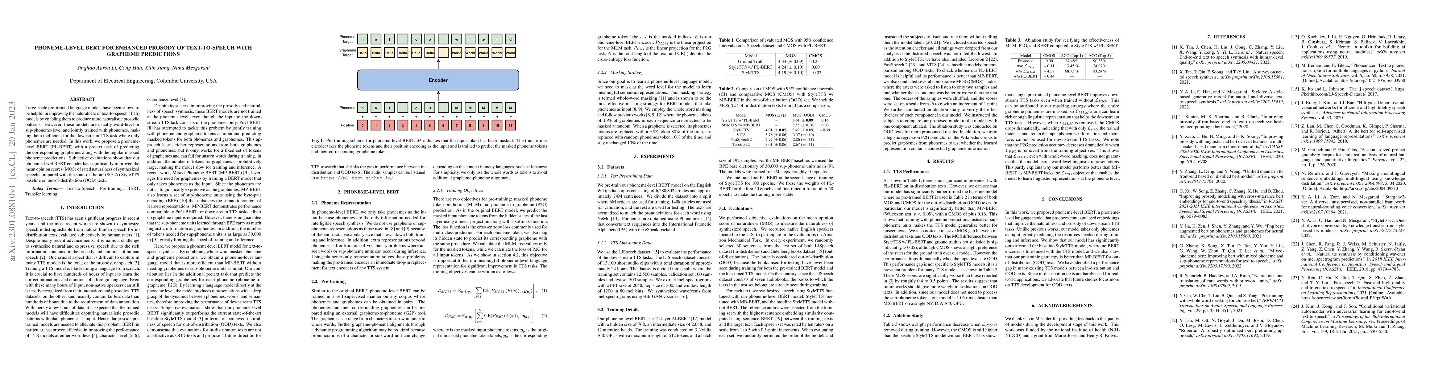 Thumbnail for Phoneme-Level BERT for Enhanced Prosody of Text-to-Speech with Grapheme
  Predictions