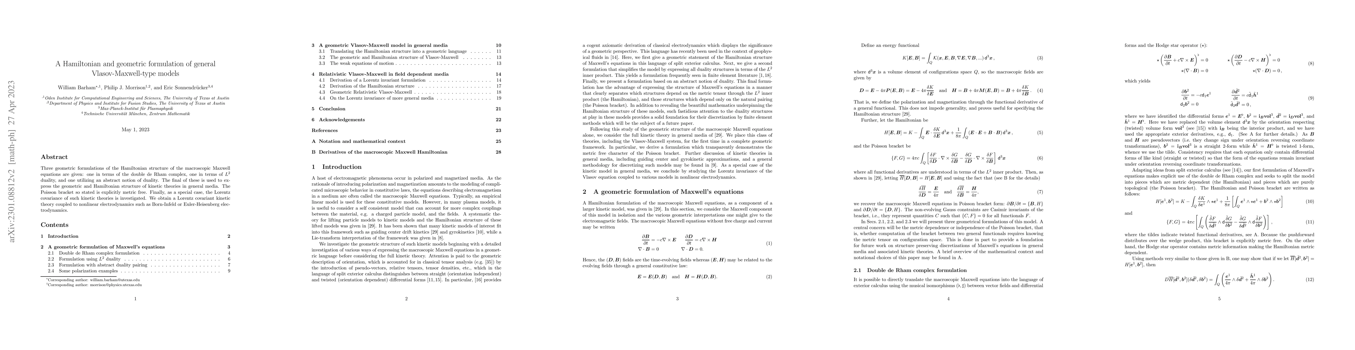Thumbnail for A Hamiltonian and geometric formulation of general Vlasov-Maxwell-type
  models