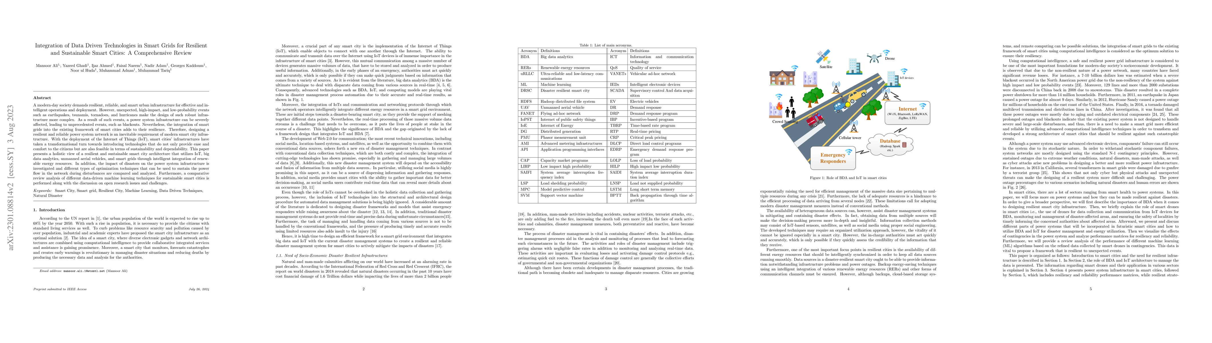 Thumbnail for Integration of Data Driven Technologies in Smart Grids for Resilient and
  Sustainable Smart Cities: A Comprehensive Review
