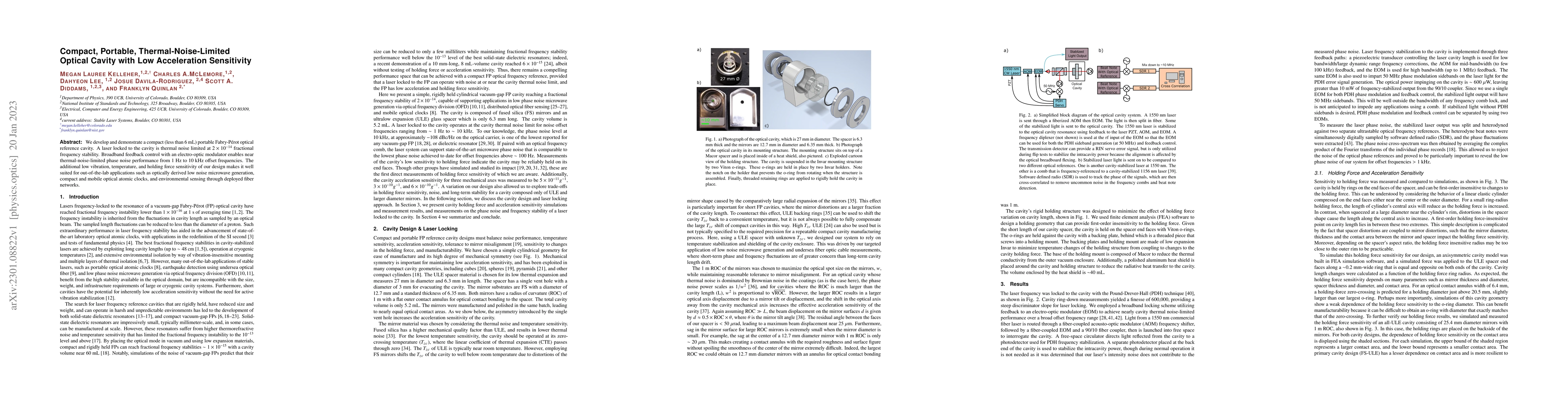 Thumbnail for Compact, Portable, Thermal-Noise-Limited Optical Cavity with Low
  Acceleration Sensitivity