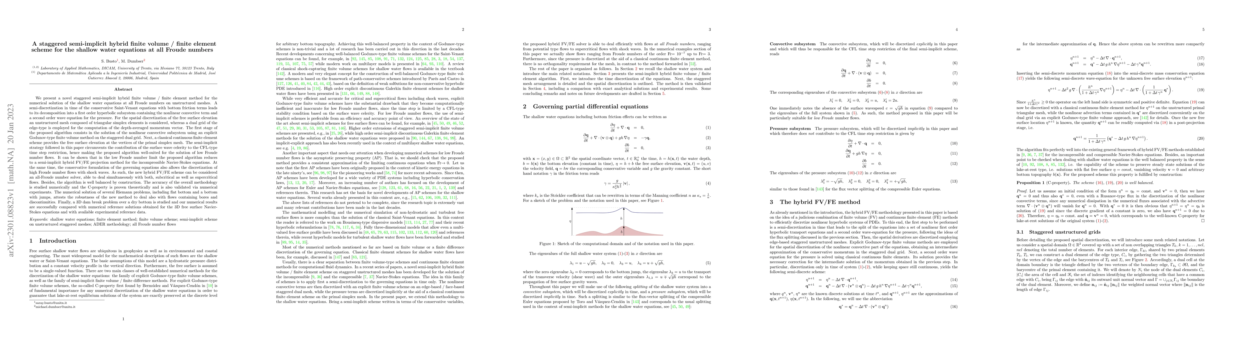 Thumbnail for A staggered semi-implicit hybrid finite volume / finite element scheme
  for the shallow water equations at all Froude numbers