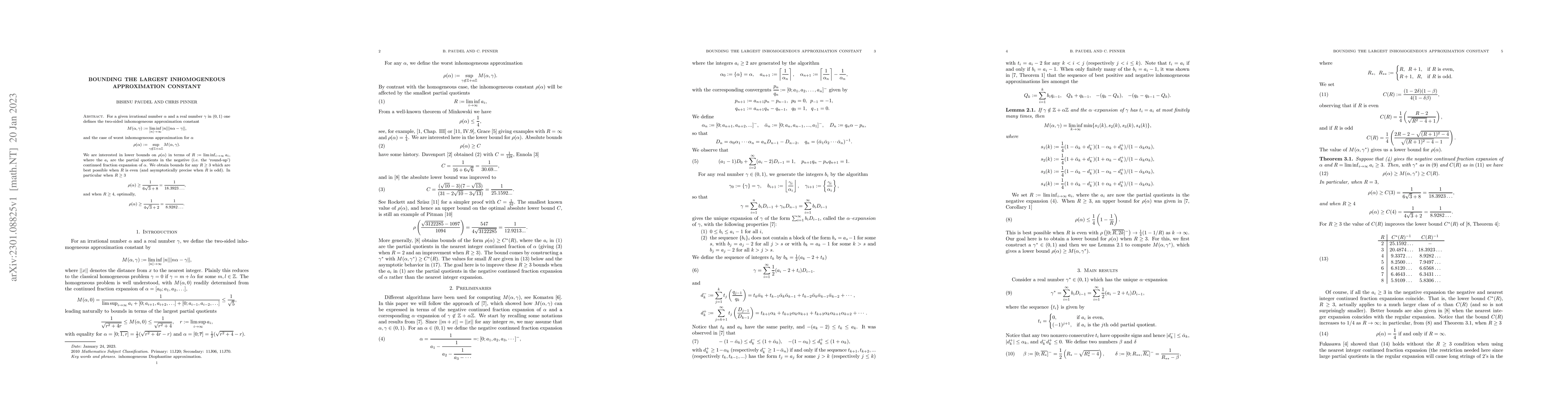Thumbnail for Bounding the Largest Inhomogeneous Approximation Constant