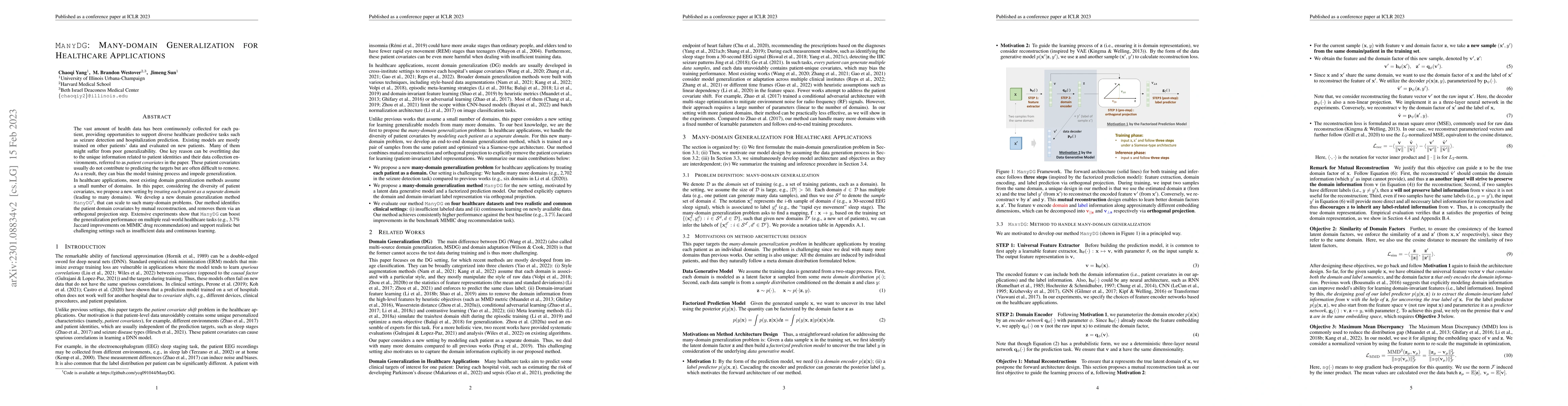 Thumbnail for ManyDG: Many-domain Generalization for Healthcare Applications