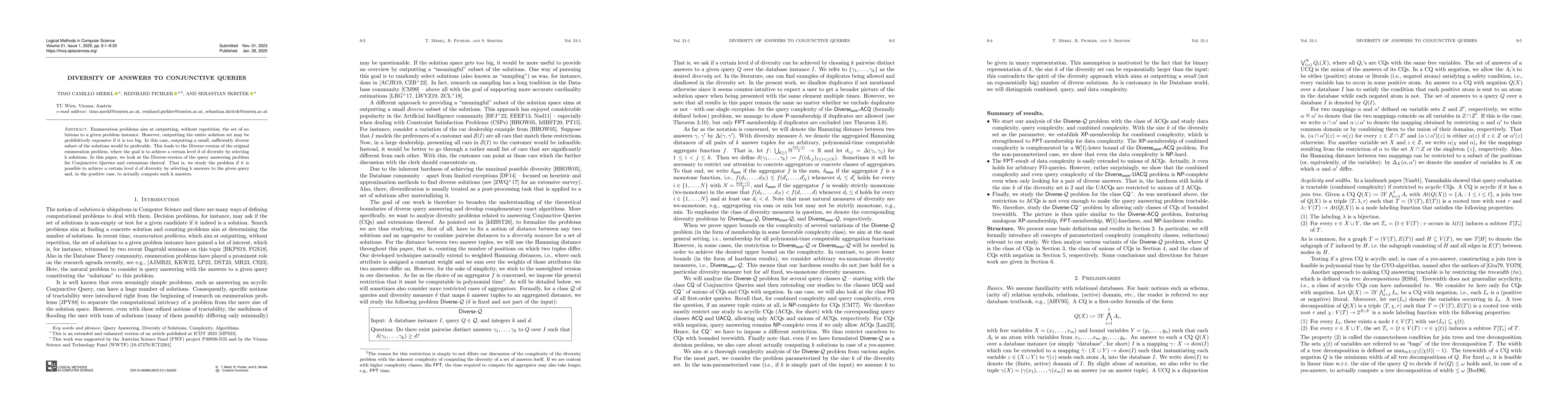 Thumbnail for Diversity of Answers to Conjunctive Queries