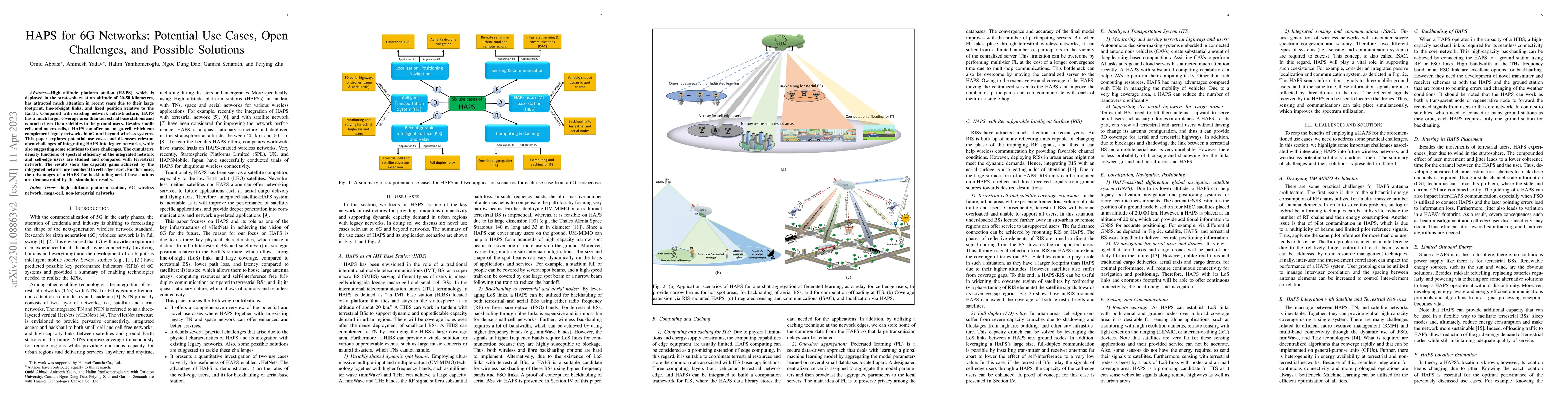 Thumbnail for HAPS for 6G Networks: Potential Use Cases, Open Challenges, and Possible
  Solutions