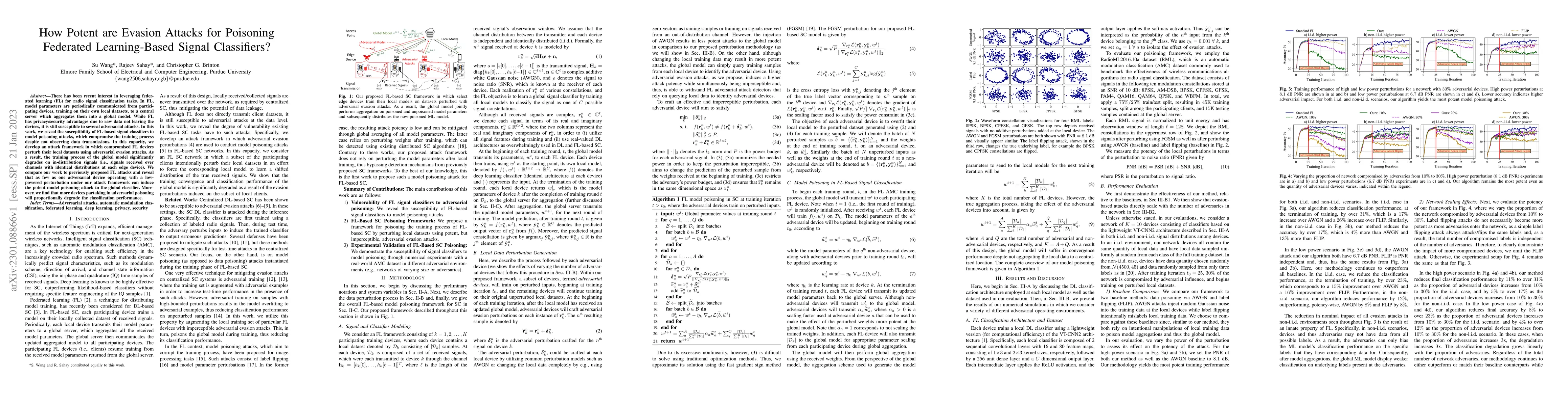 Thumbnail for How Potent are Evasion Attacks for Poisoning Federated Learning-Based
  Signal Classifiers?