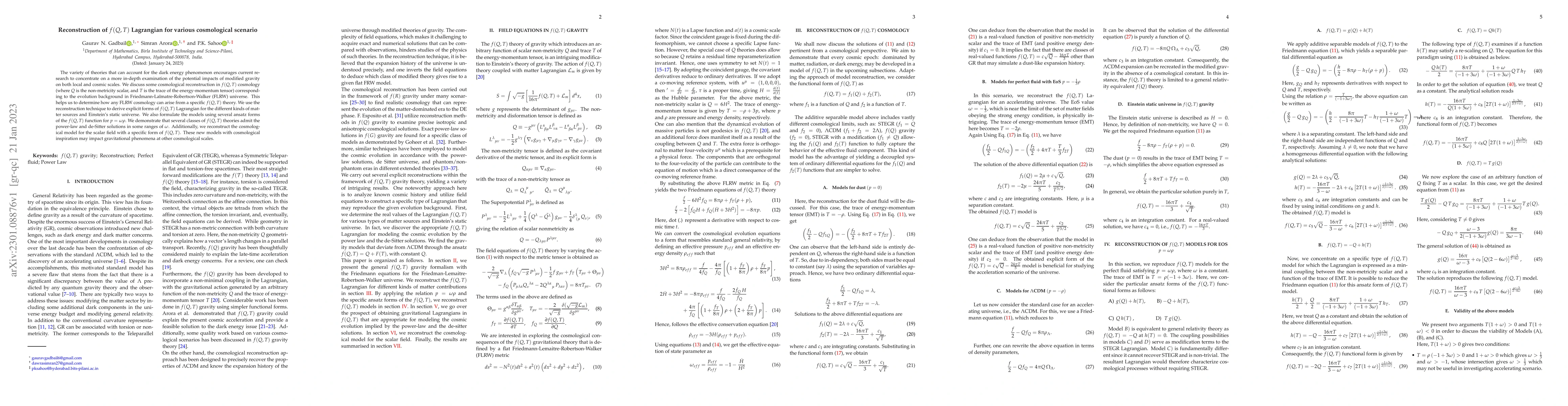 Thumbnail for Reconstruction of $f(Q,T)$ Lagrangian for various cosmological scenario