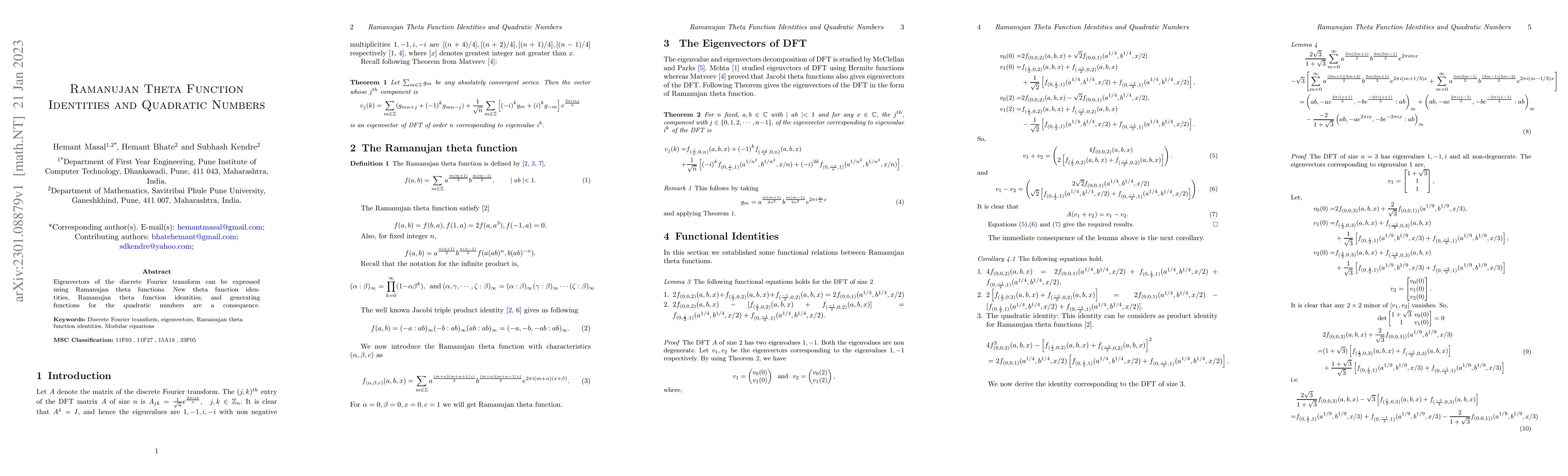 Thumbnail for Ramanujan Theta Function Identities and Quadratic Numbers