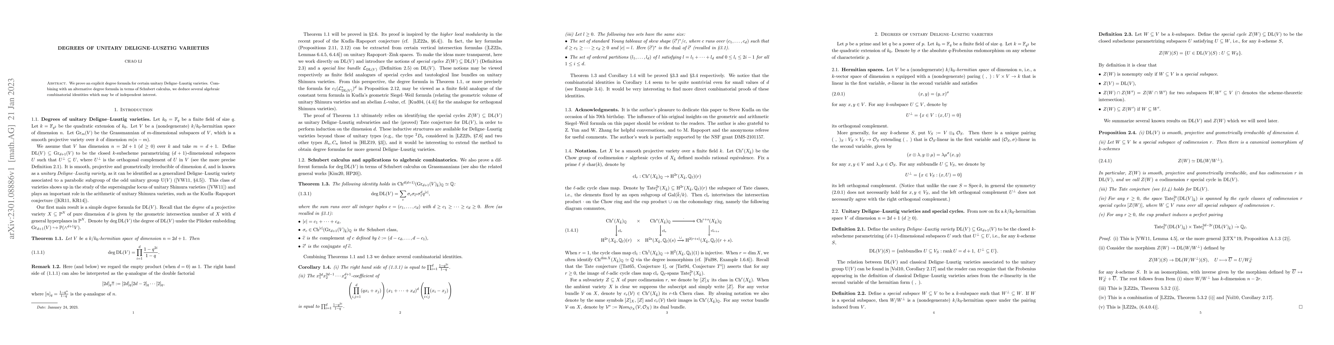Thumbnail for Degrees of unitary Deligne-Lusztig varieties