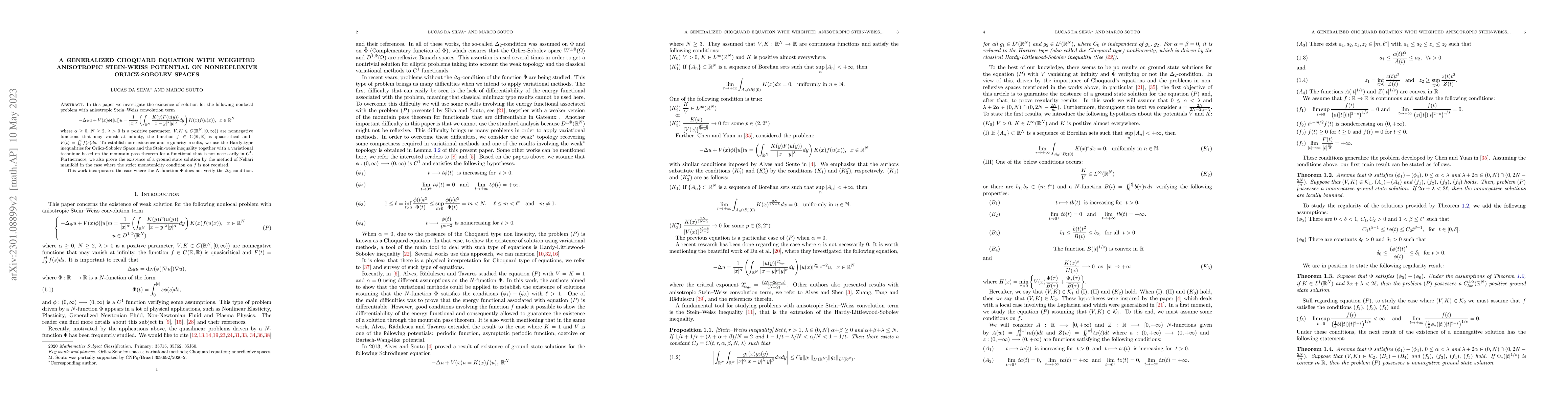 Thumbnail for A Generalized Choquard equation with weighted anisotropic Stein-Weiss
  potential on nonreflexive Orlicz-Sobolev Spaces