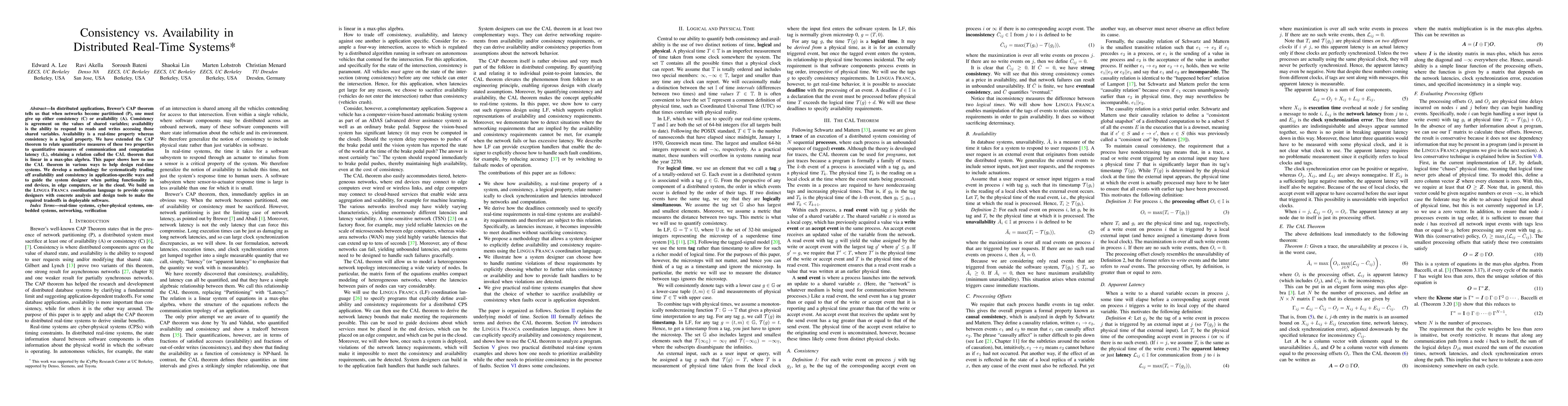 Thumbnail for Consistency vs. Availability in Distributed Real-Time Systems