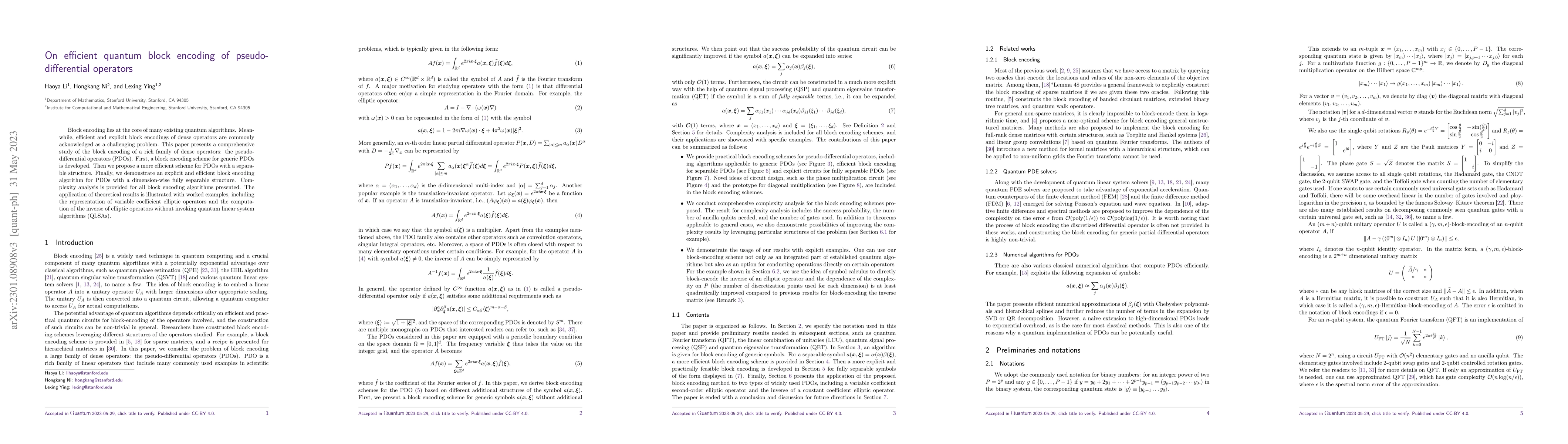 Thumbnail for On efficient quantum block encoding of pseudo-differential operators