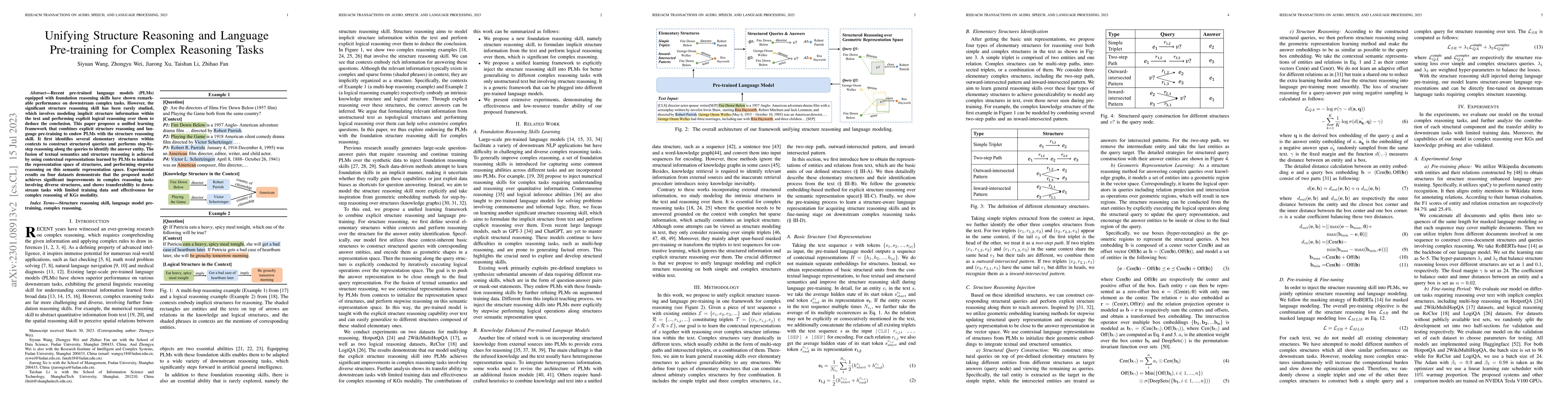 Thumbnail for Unifying Structure Reasoning and Language Model Pre-training for Complex
  Reasoning