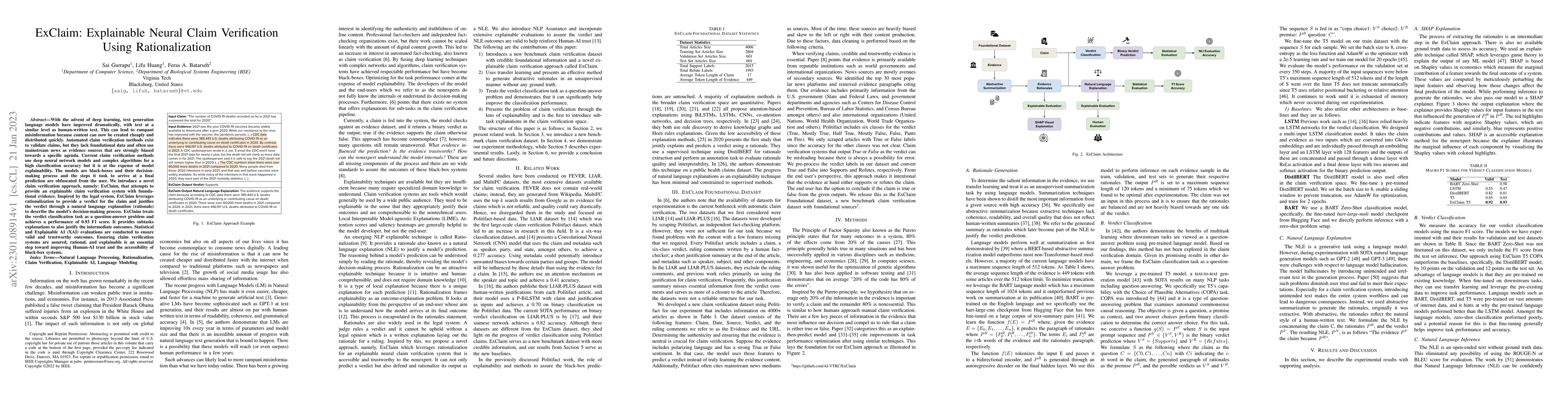 Thumbnail for ExClaim: Explainable Neural Claim Verification Using Rationalization