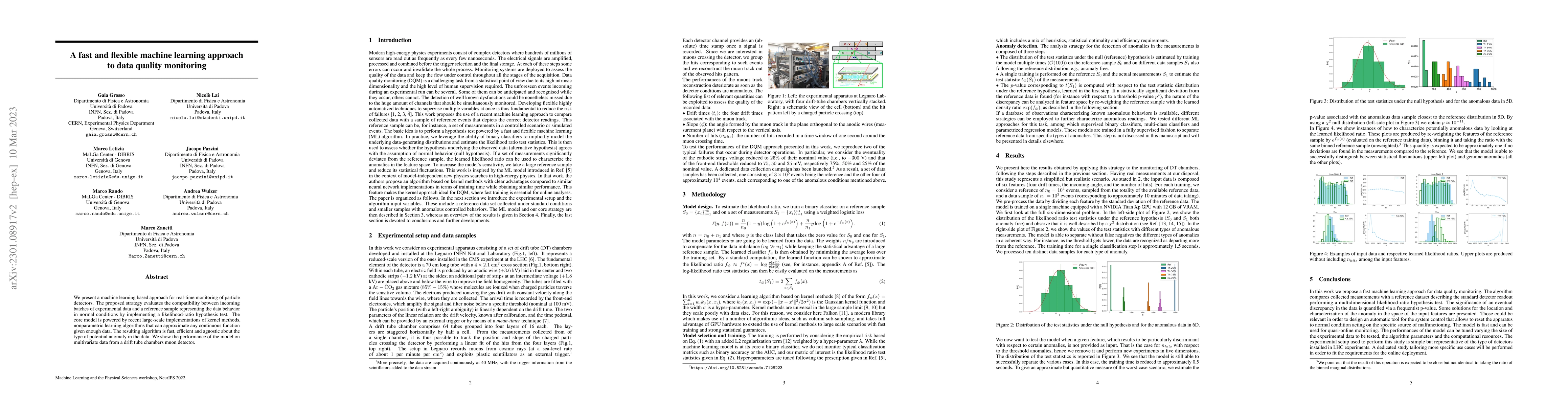 Thumbnail for A fast and flexible machine learning approach to data quality monitoring