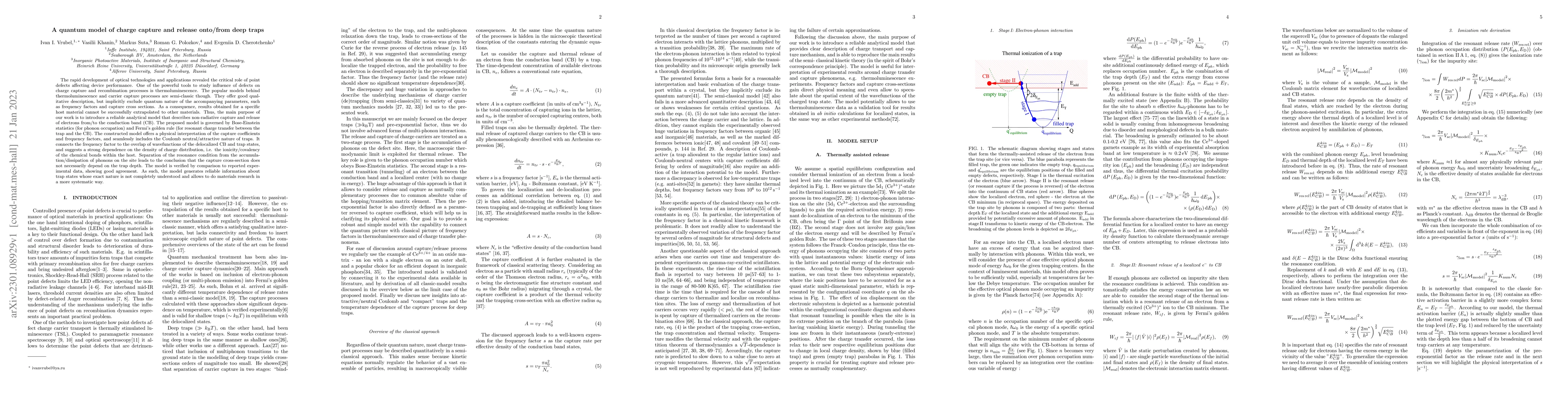 Thumbnail for A quantum model of charge capture and release onto/from deep traps