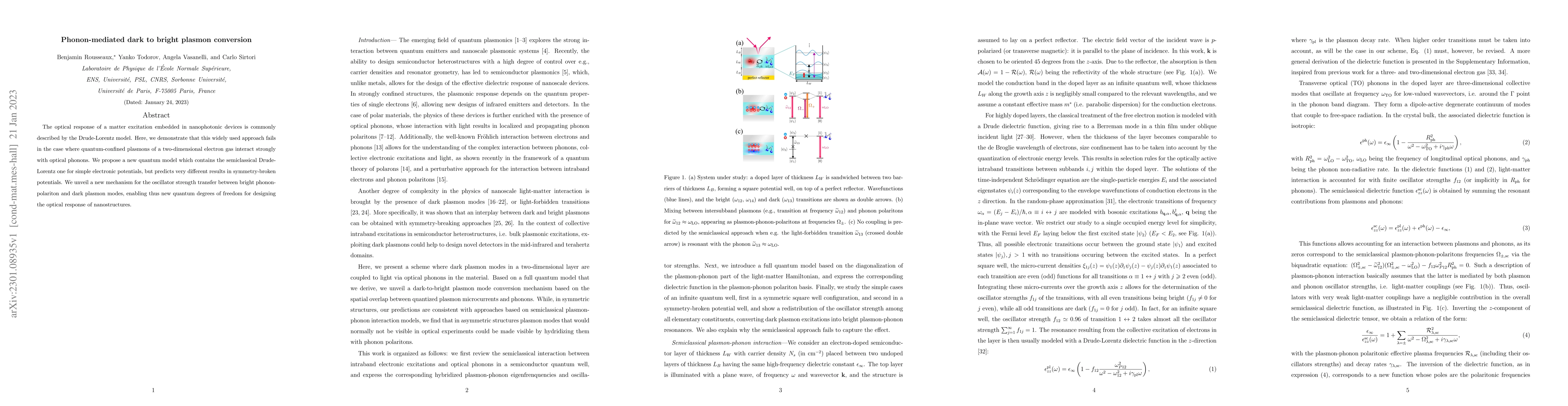 Thumbnail for Phonon-mediated dark to bright plasmon conversion