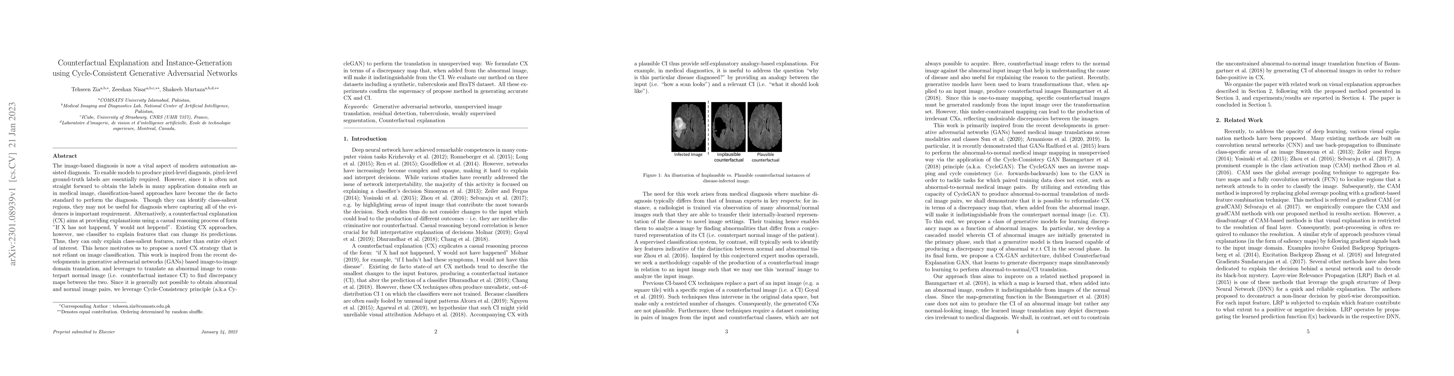 Thumbnail for Counterfactual Explanation and Instance-Generation using
  Cycle-Consistent Generative Adversarial Networks
