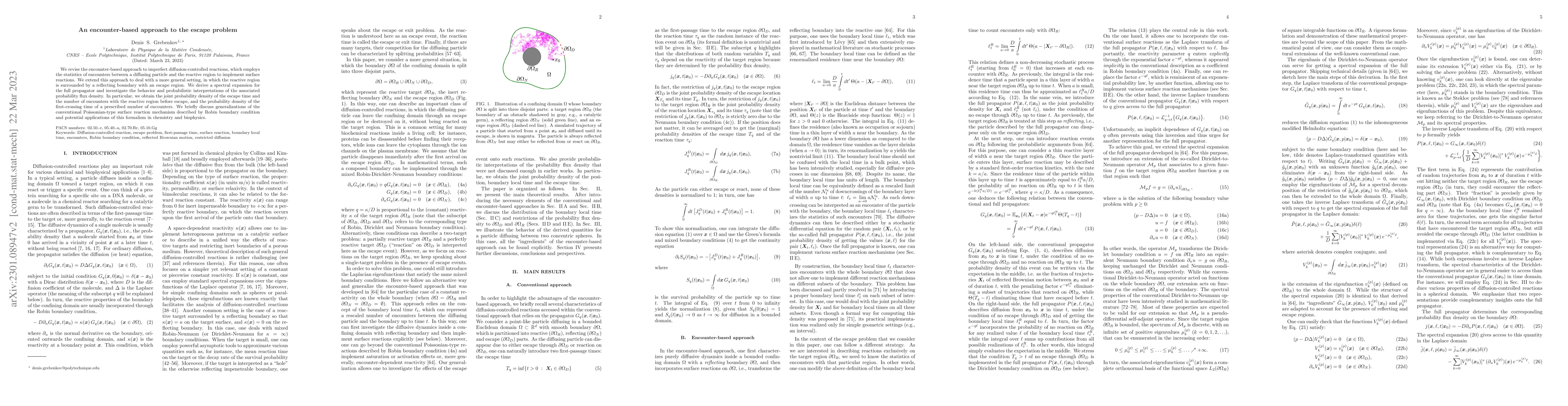 Thumbnail for An encounter-based approach to the escape problem