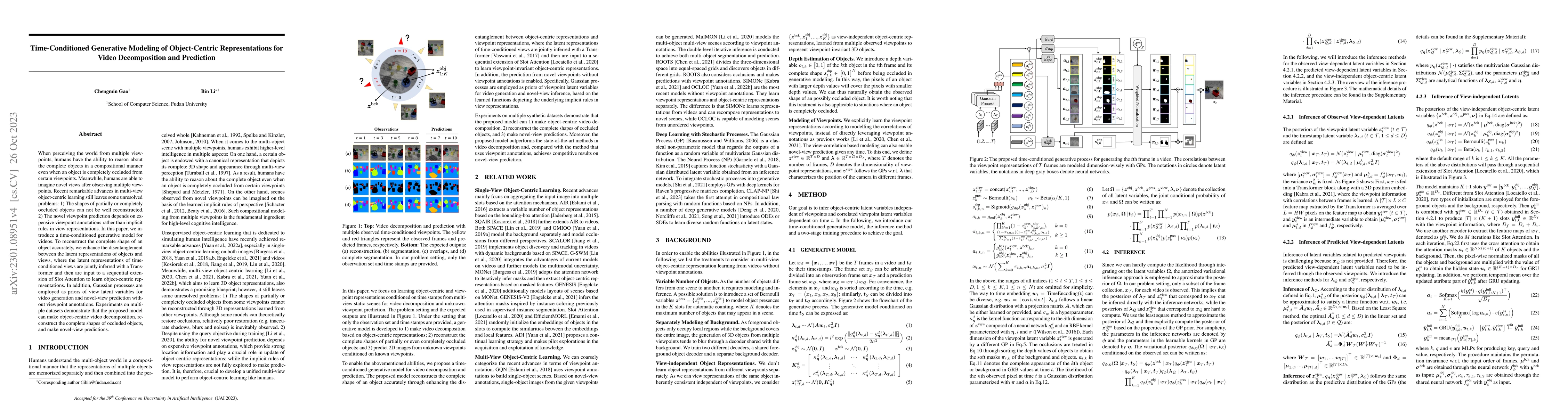 Thumbnail for Time-Conditioned Generative Modeling of Object-Centric Representations
  for Video Decomposition and Prediction