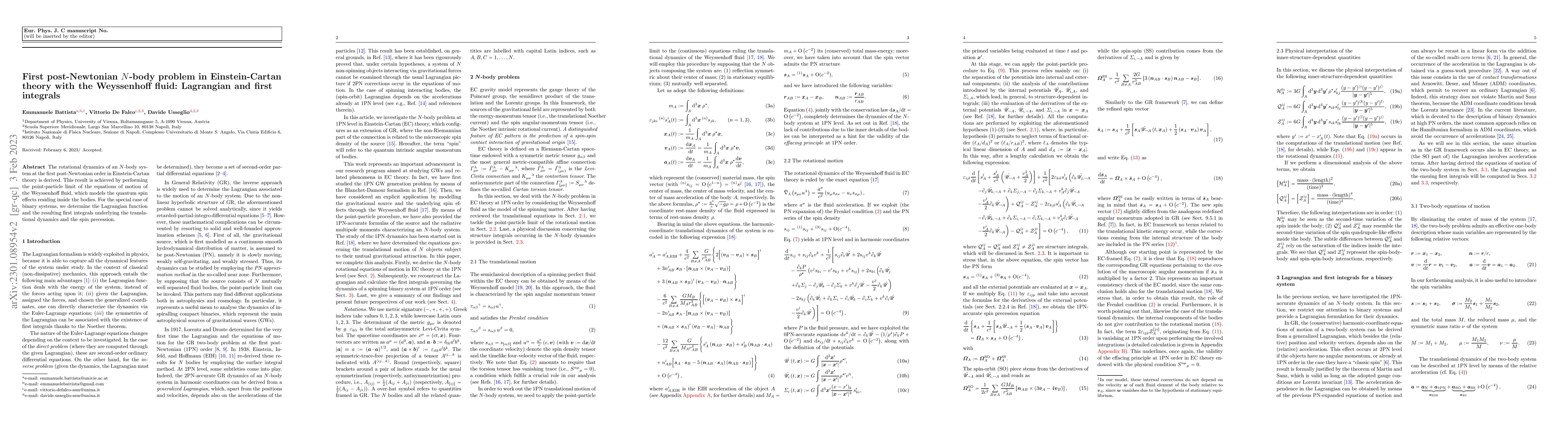 Thumbnail for First post-Newtonian $N$-body problem in Einstein-Cartan theory with the
  Weyssenhoff fluid: Lagrangian and first integrals