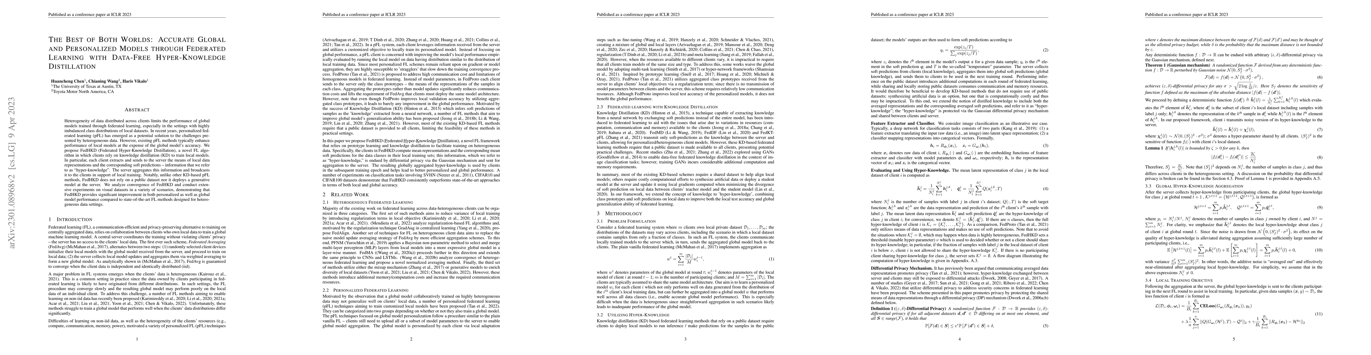 Thumbnail for The Best of Both Worlds: Accurate Global and Personalized Models through
  Federated Learning with Data-Free Hyper-Knowledge Distillation