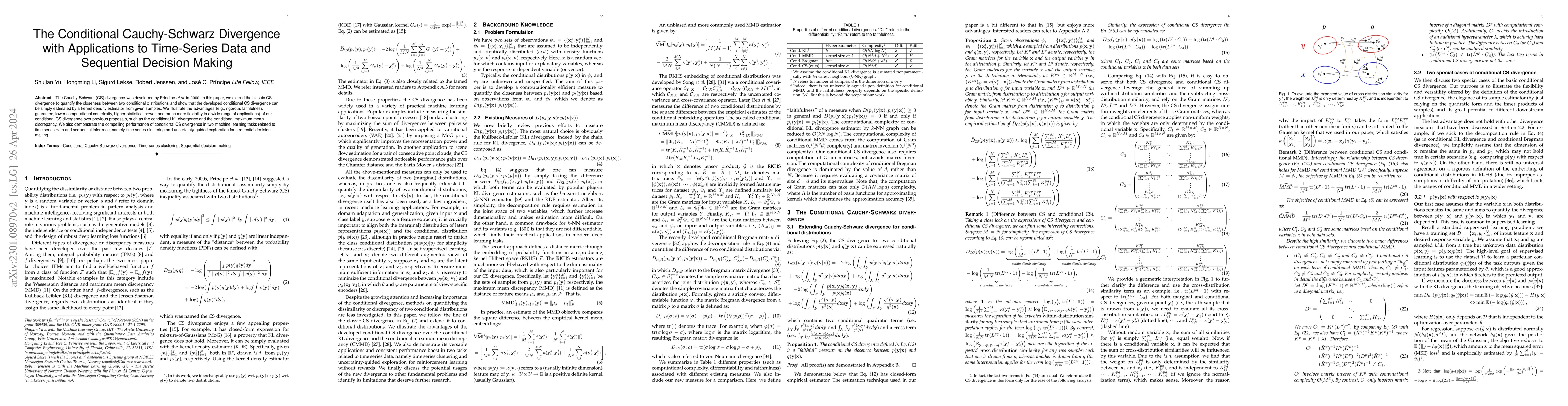Thumbnail for The Conditional Cauchy-Schwarz Divergence with Applications to
  Time-Series Data and Sequential Decision Making