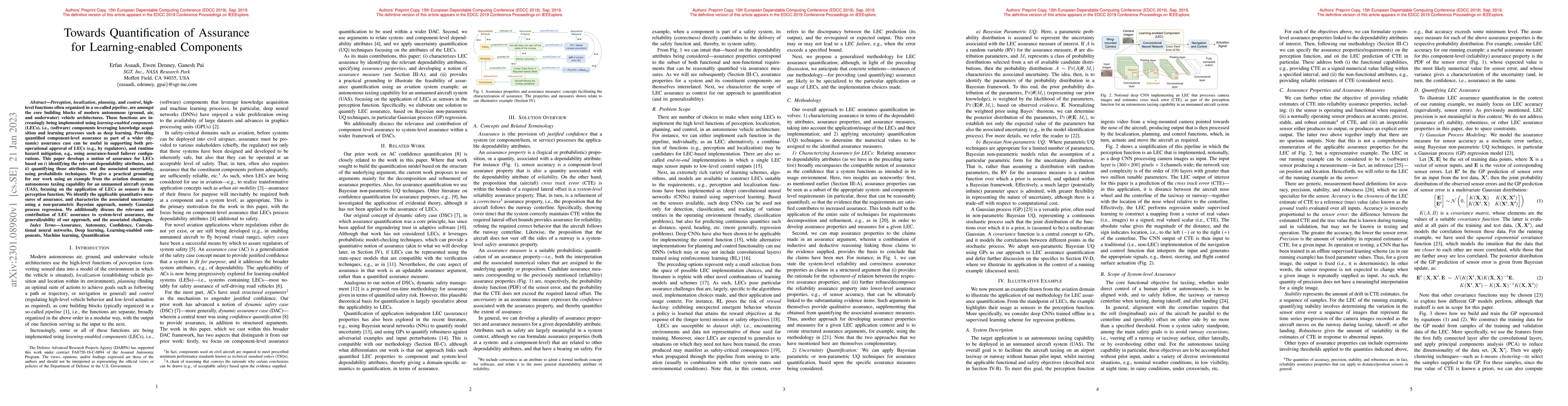 Thumbnail for Towards Quantification of Assurance for Learning-enabled Components