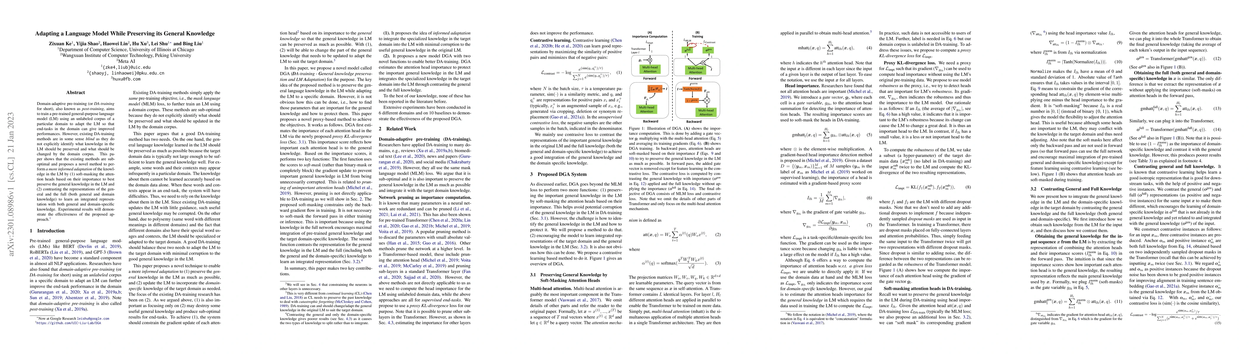 Thumbnail for Adapting a Language Model While Preserving its General Knowledge
