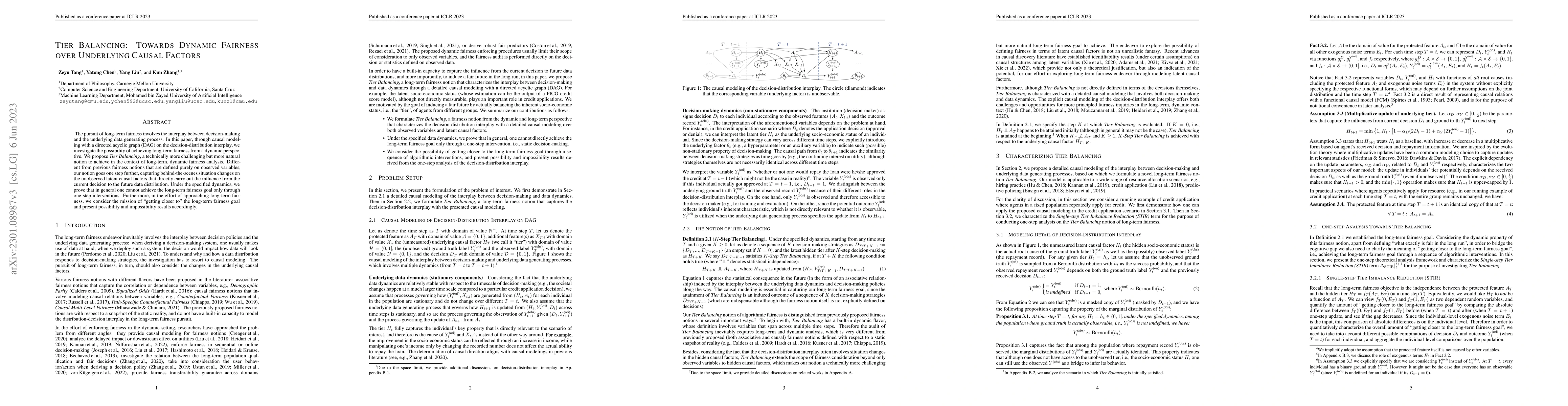 Thumbnail for Tier Balancing: Towards Dynamic Fairness over Underlying Causal Factors