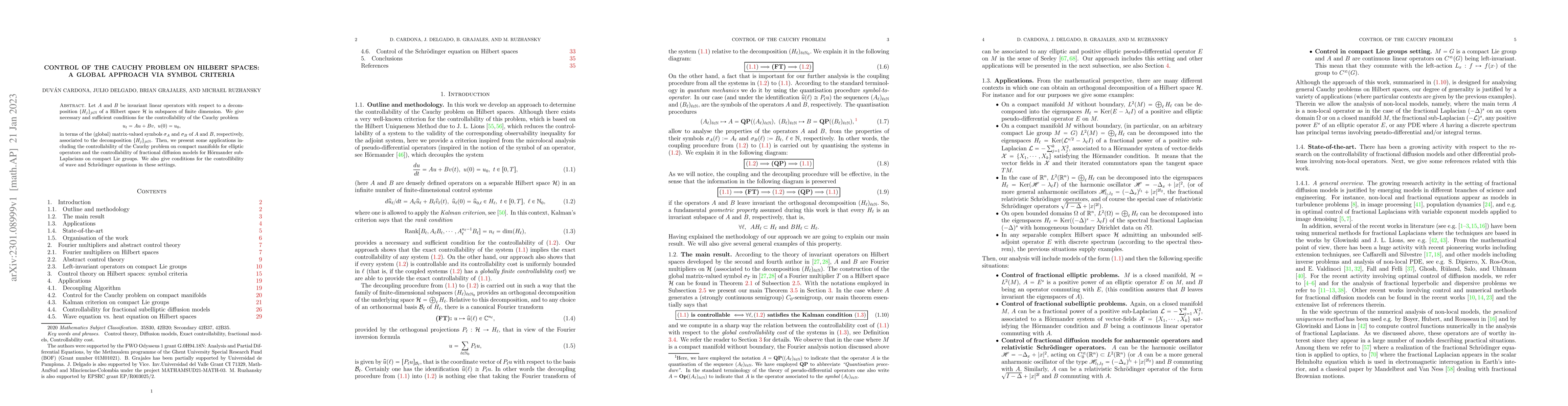 Thumbnail for Control of the Cauchy problem on Hilbert spaces: A global approach via
  symbol criteria