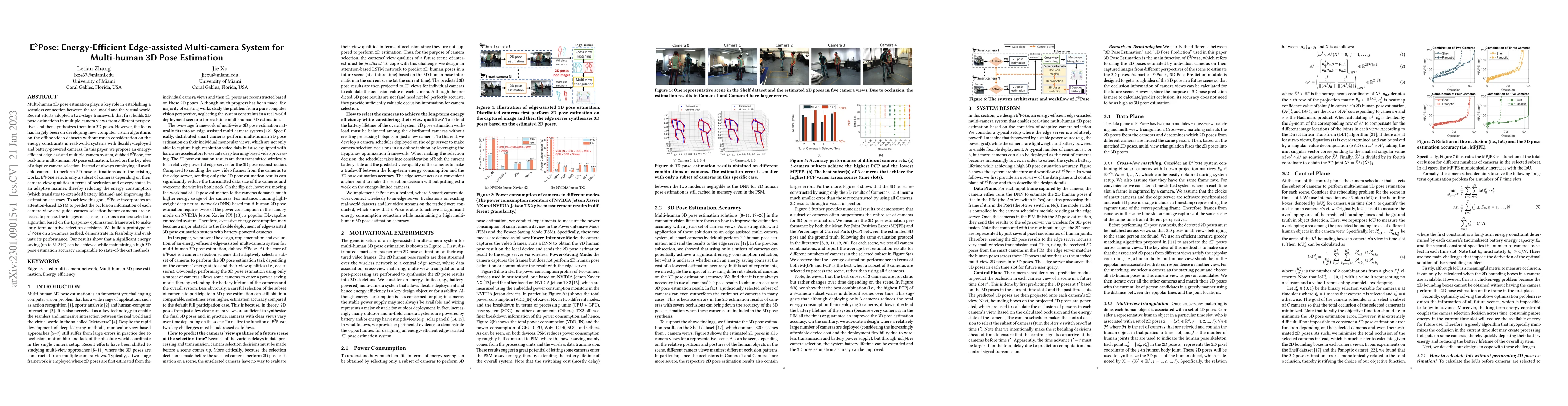 Thumbnail for E$^3$Pose: Energy-Efficient Edge-assisted Multi-camera System for
  Multi-human 3D Pose Estimation