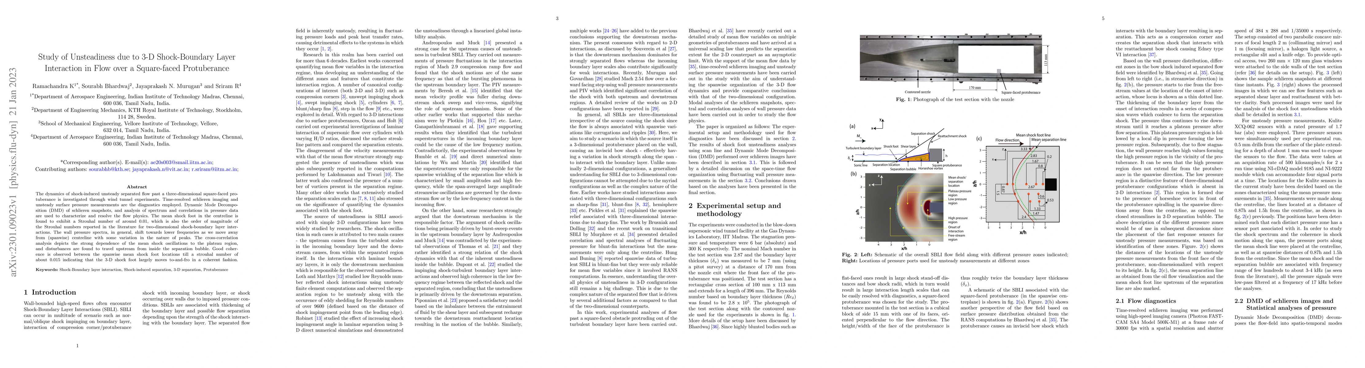 Thumbnail for Study of Unsteadiness due to 3-D Shock-Boundary Layer Interaction in
  Flow over a Square-faced Protuberance