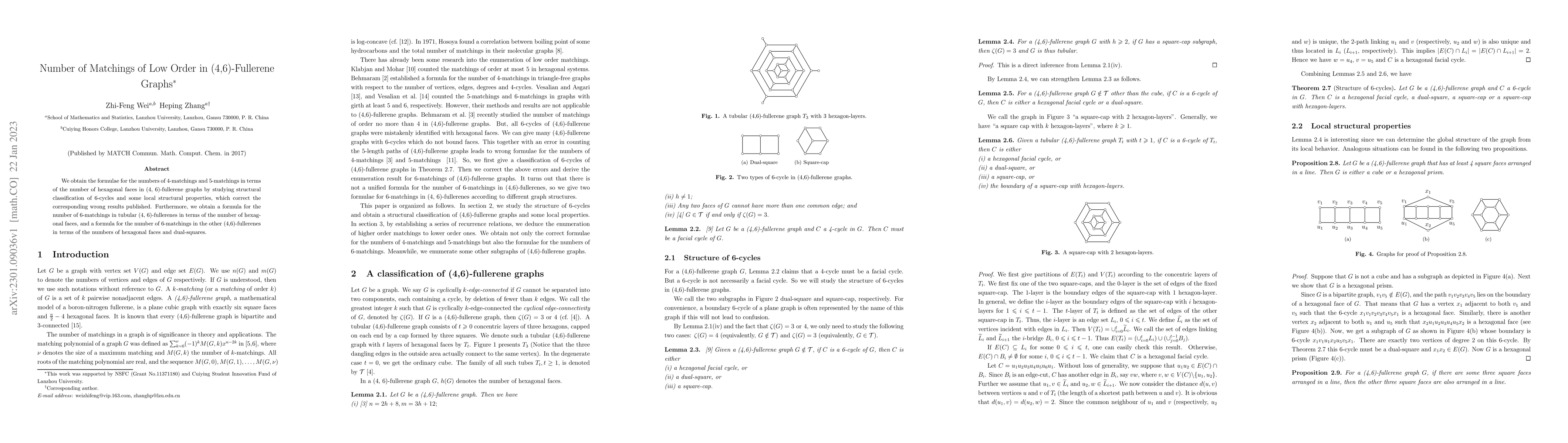 Thumbnail for Number of Matchings of Low Order in (4,6)-Fullerene Graphs