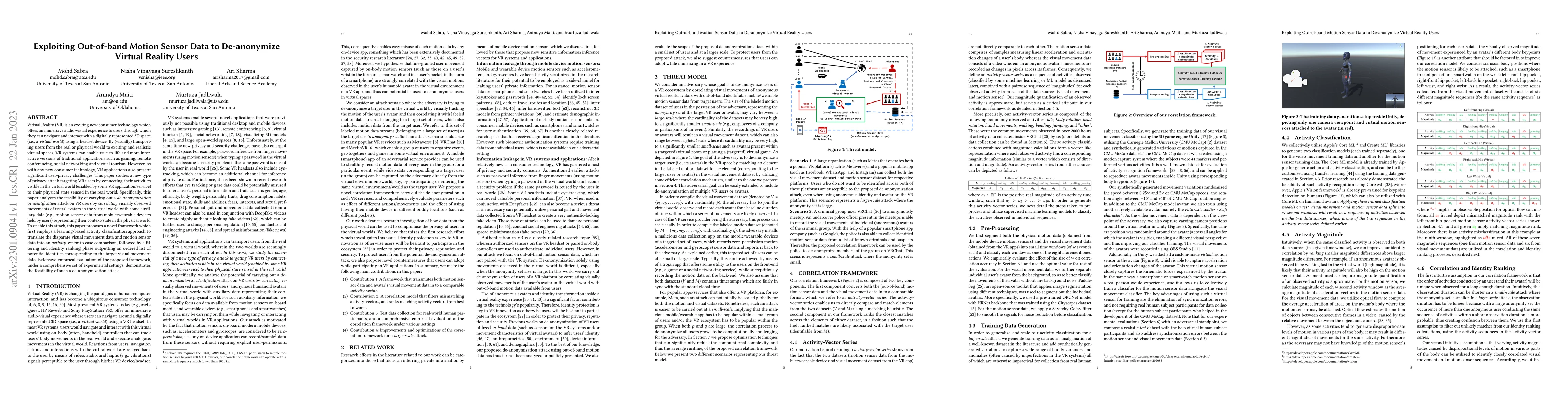 Thumbnail for Exploiting Out-of-band Motion Sensor Data to De-anonymize Virtual
  Reality Users