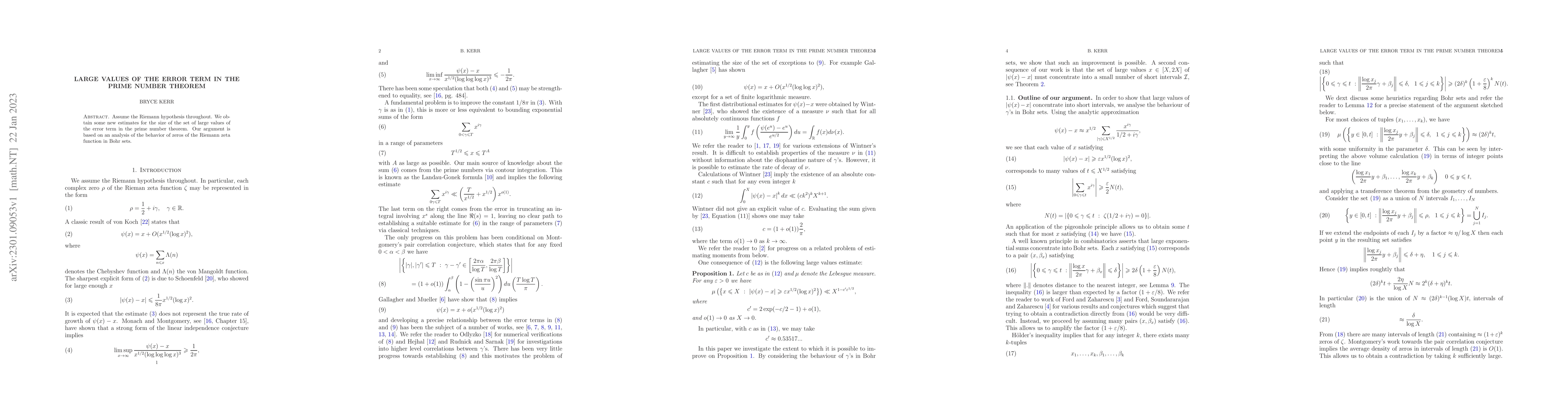 Thumbnail for Large values of the error term in the prime number theorem