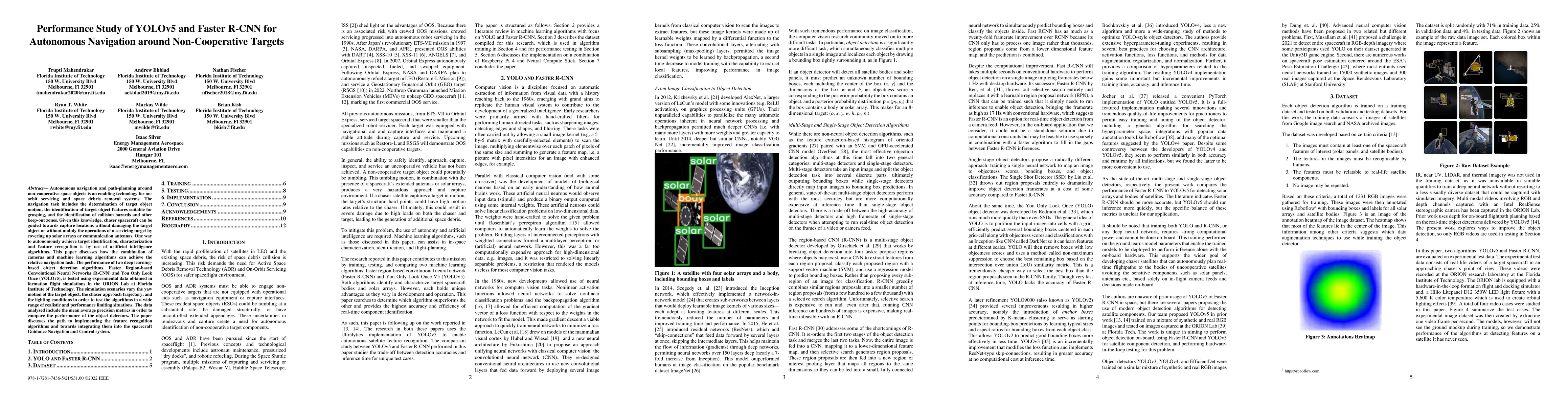 Thumbnail for Performance Study of YOLOv5 and Faster R-CNN for Autonomous Navigation
  around Non-Cooperative Targets
