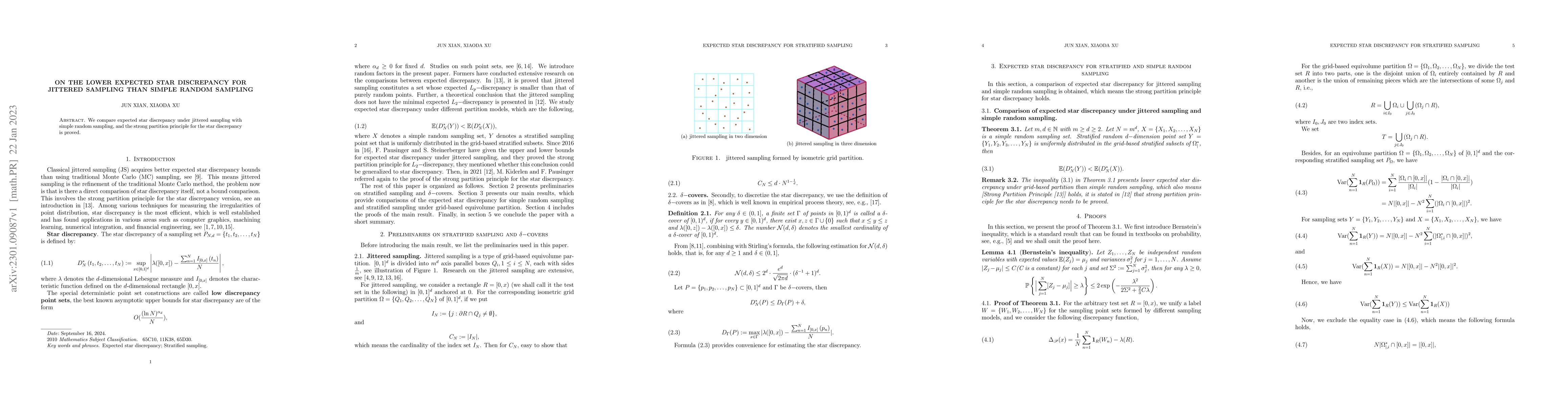 Thumbnail for On the lower expected star discrepancy for jittered sampling than simple
  random sampling