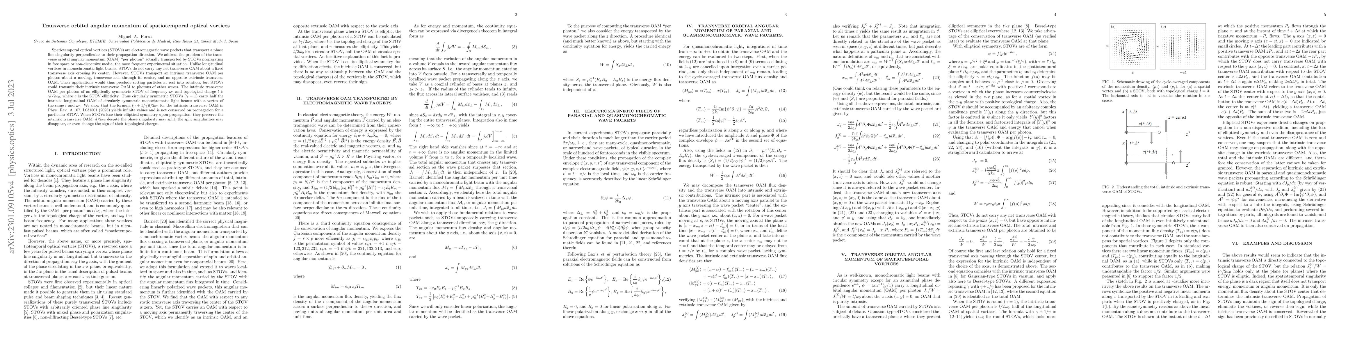 Thumbnail for Transverse orbital angular momentum of spatiotemporal optical vortices