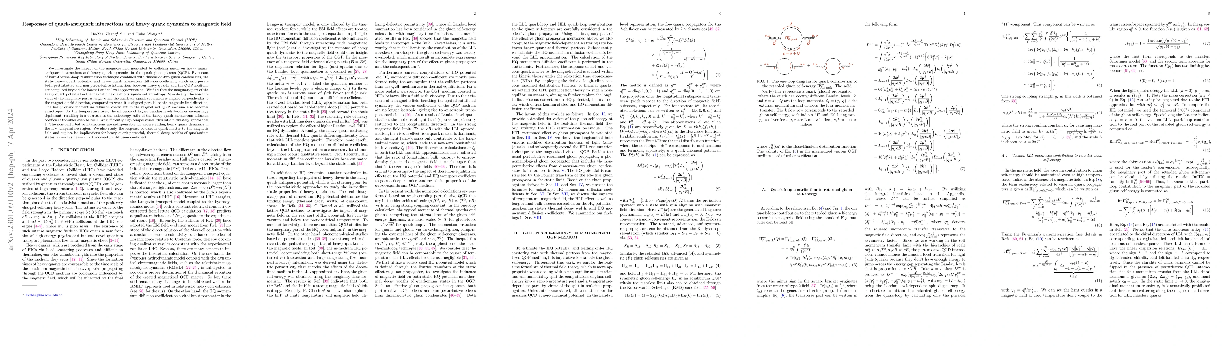 Thumbnail for Responses of quark-antiquark interaction and heavy quark dynamics to
  magnetic field