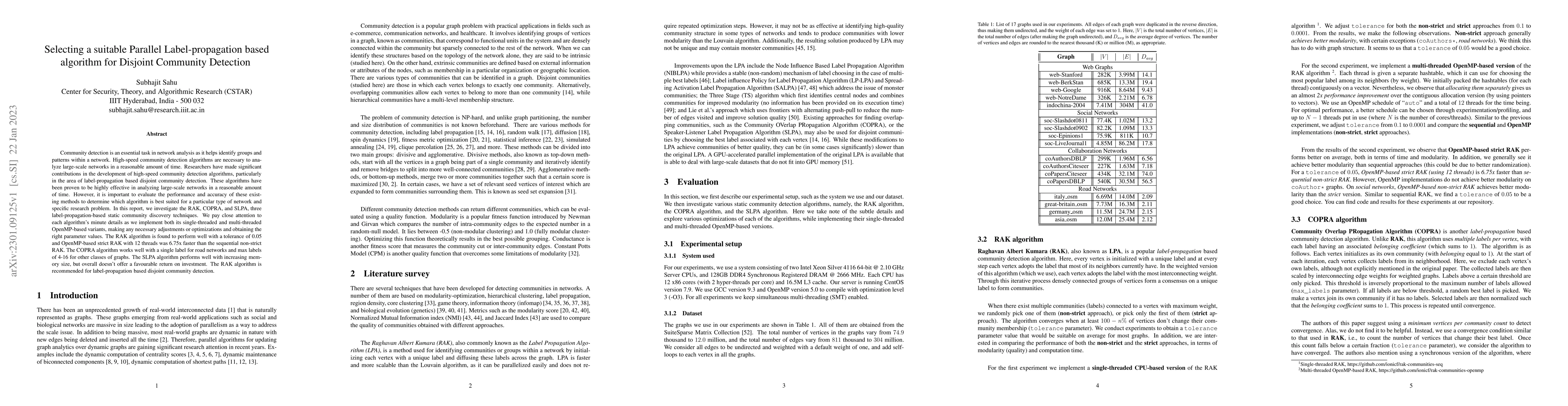 Thumbnail for Selecting a suitable Parallel Label-propagation based algorithm for
  Disjoint Community Detection