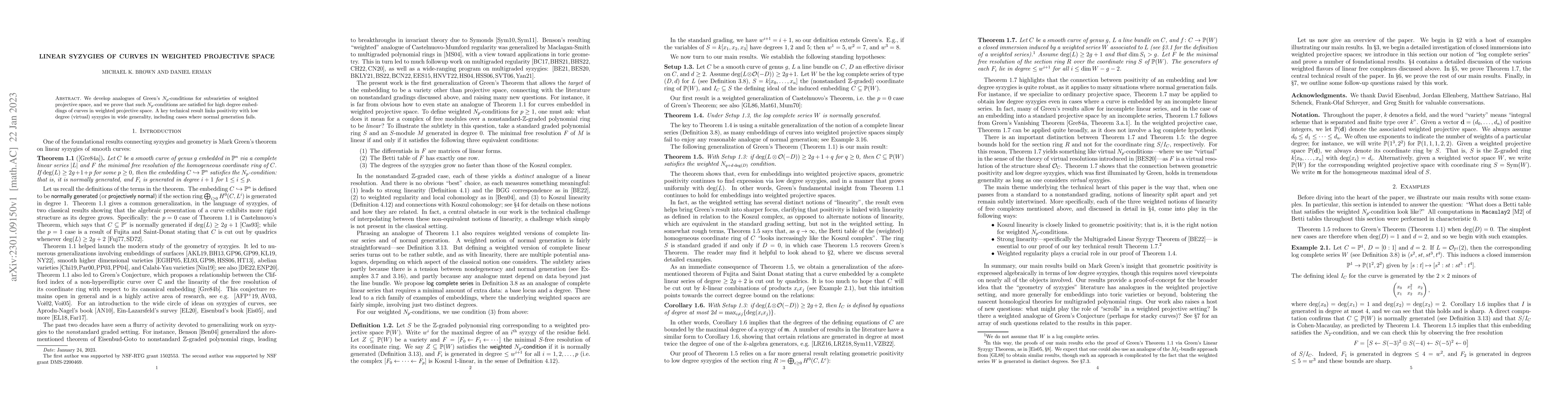 Thumbnail for Linear syzygies of curves in weighted projective space
