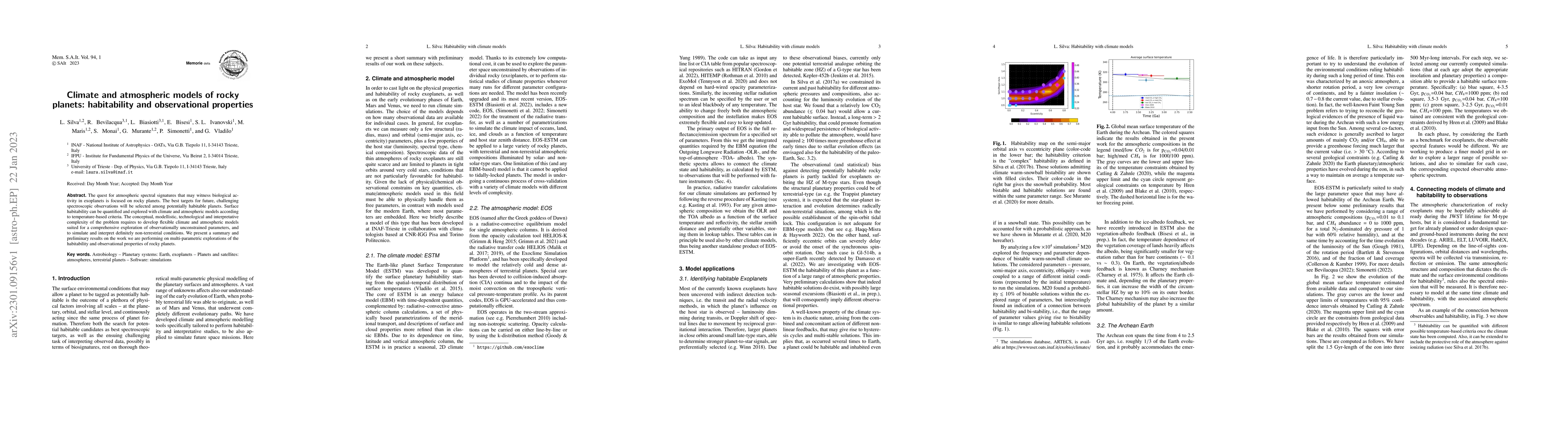 Thumbnail for Climate and atmospheric models of rocky planets: habitability and
  observational properties