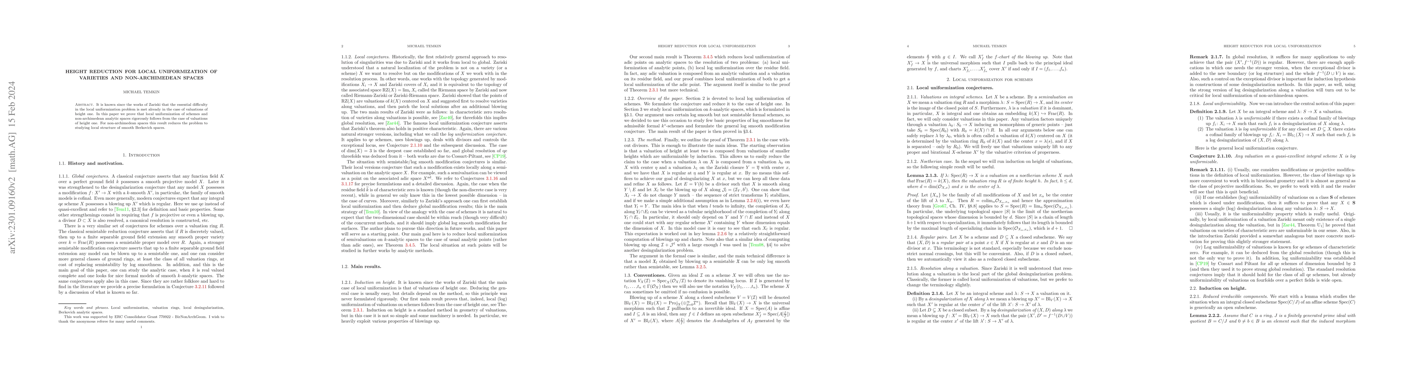 Thumbnail for Height reduction for local uniformization of varieties and
  non-archimedean spaces