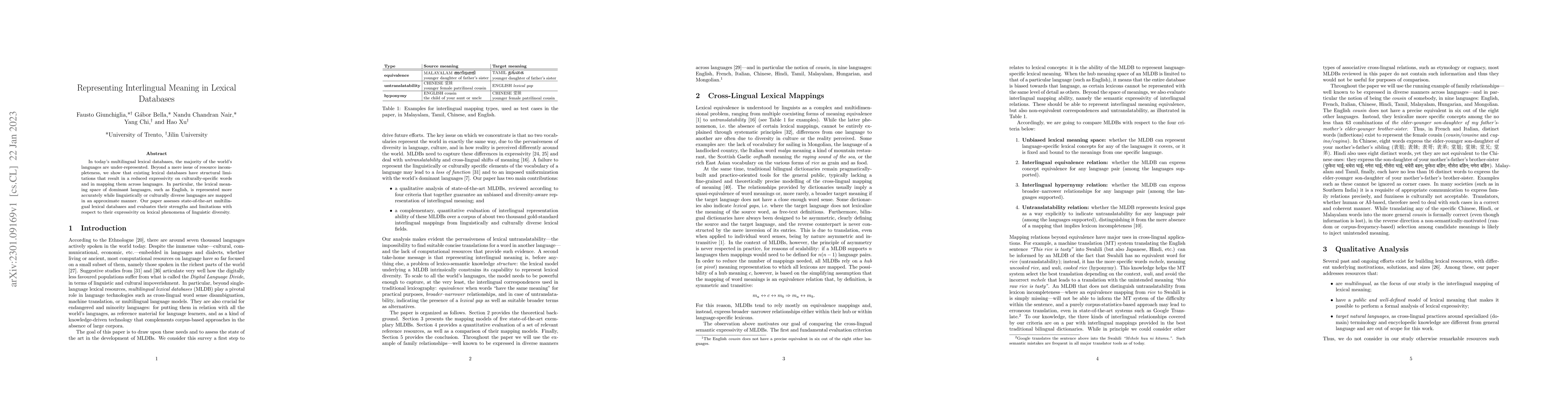 Thumbnail for Representing Interlingual Meaning in Lexical Databases