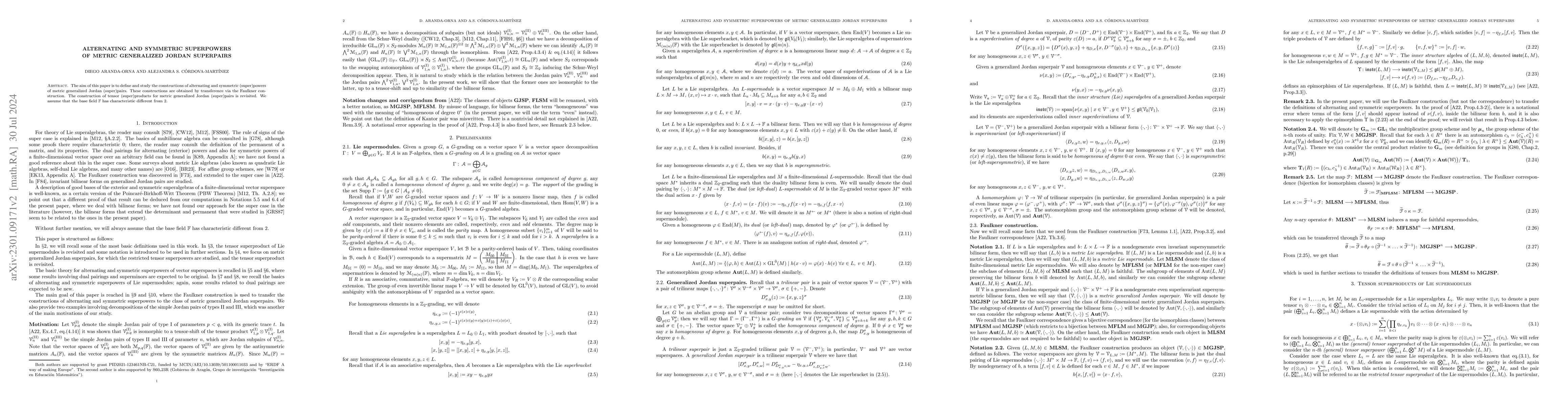 Thumbnail for Alternating and symmetric superpowers of metric generalized Jordan
  superpairs