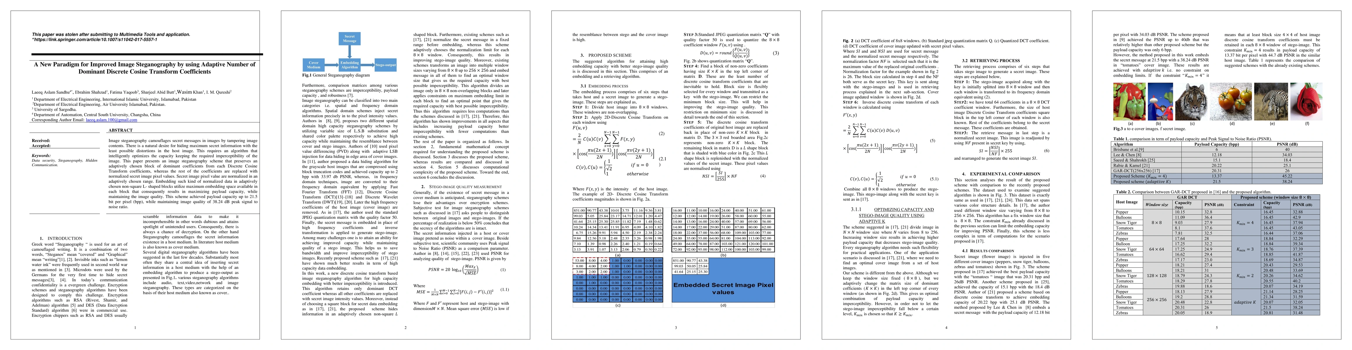 Thumbnail for A New Paradigm for Improved Image Steganography by using Adaptive Number
  of Dominant Discrete Cosine Transform Coefficients