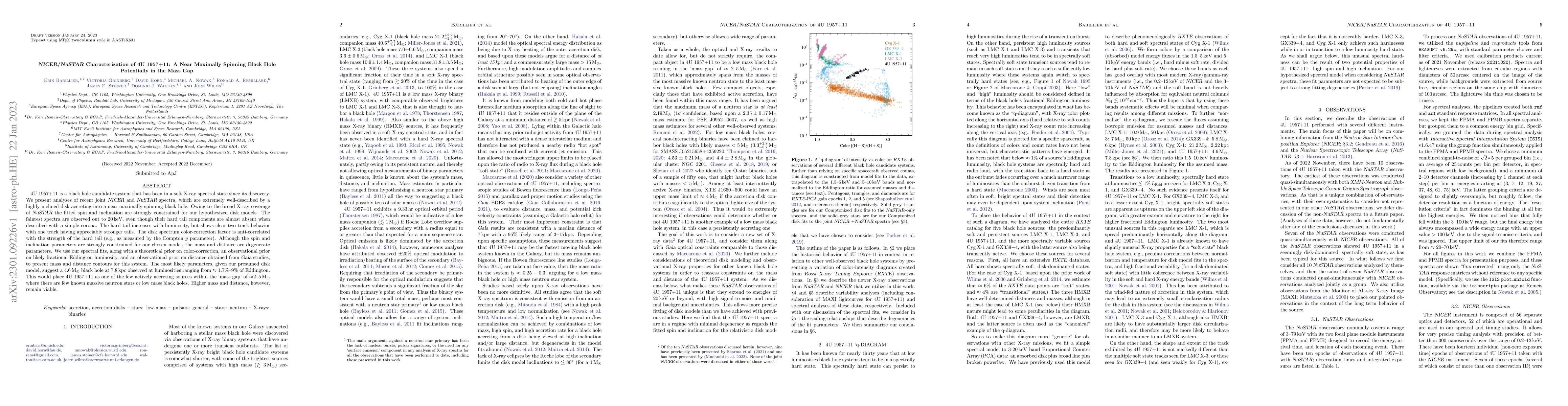 Thumbnail for NICER/NuSTAR Characterization of 4U 1957+11: A Near Maximally Spinning
  Black Hole Potentially in the Mass Gap