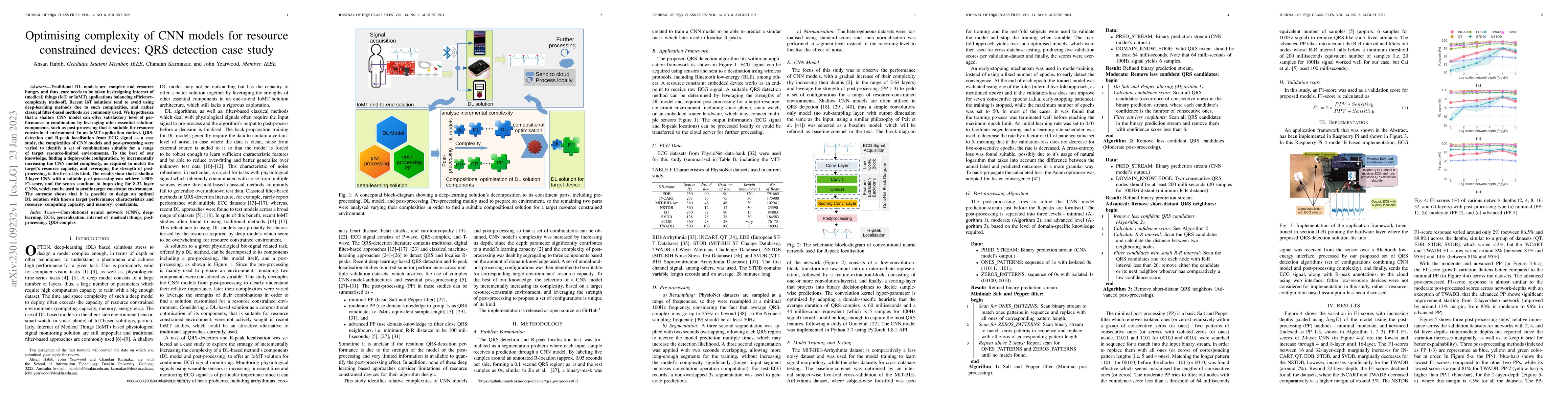 Thumbnail for Optimising complexity of CNN models for resource constrained devices:
  QRS detection case study