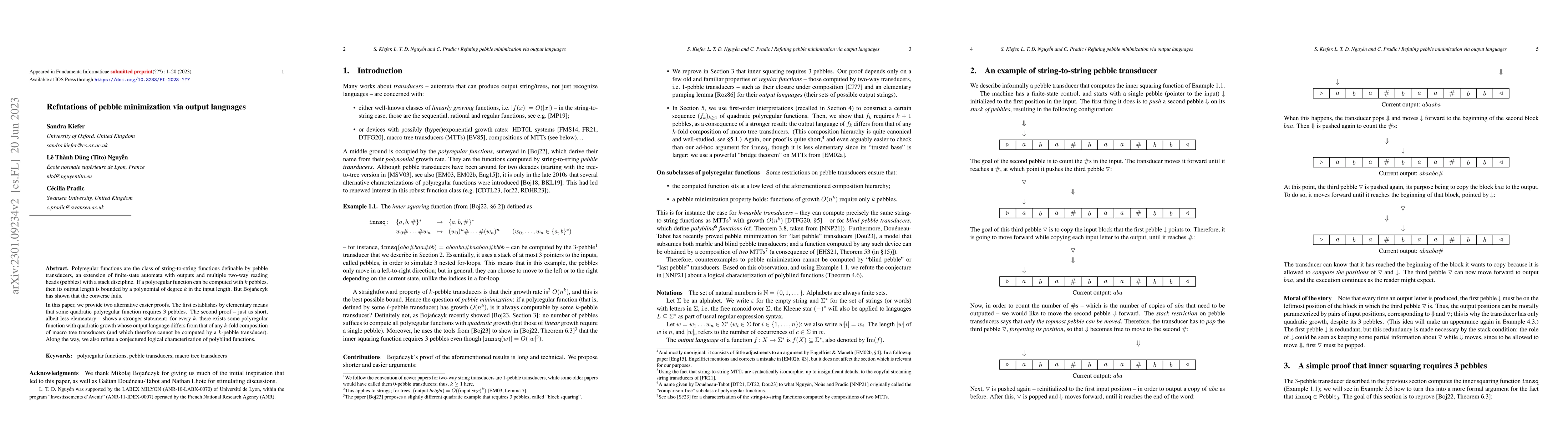 Thumbnail for Refutations of pebble minimization via output languages